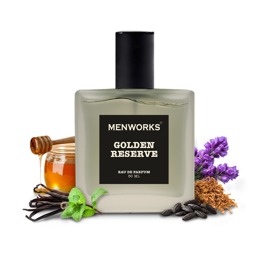 Menworks Golden Reserve – Sweet Gourmand Perfume for Men, Rich Warm Long Lasting Fragrance