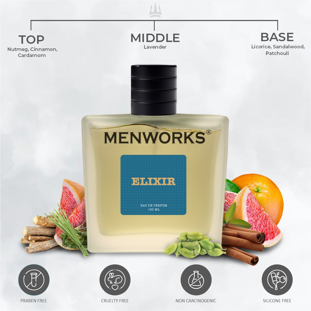 Menworks Elixir Perfume | Woody Warm Fresh Spicy |