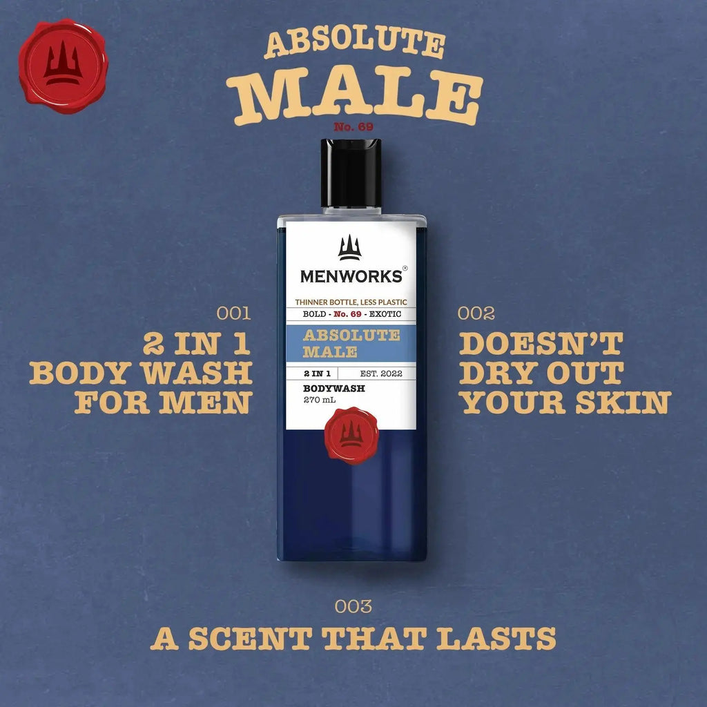 Menworks® Absolute Male Combo (Body wash 270 ml+ Perfume 100 ml) Menworks