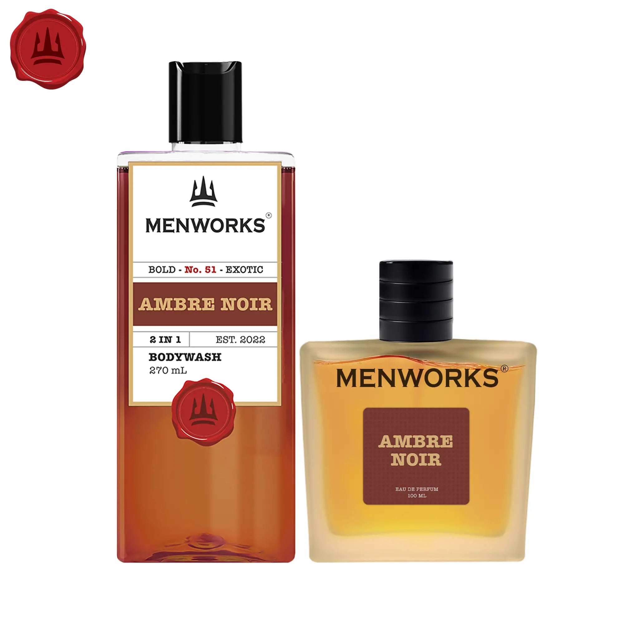 Menworks® Ambre Noir Combo (Body wash 270 ml+ Perfume 100 ml) Menworks