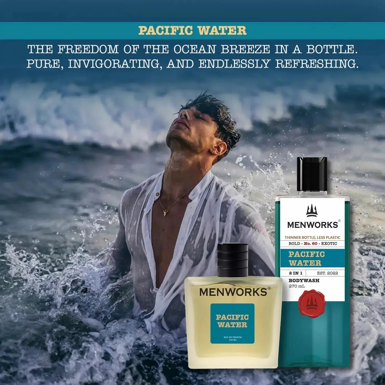 Menworks® Gift Box Pacific Water Combo (Body wash 270 ml+ Perfume 100 ml) (Copy) Menworks