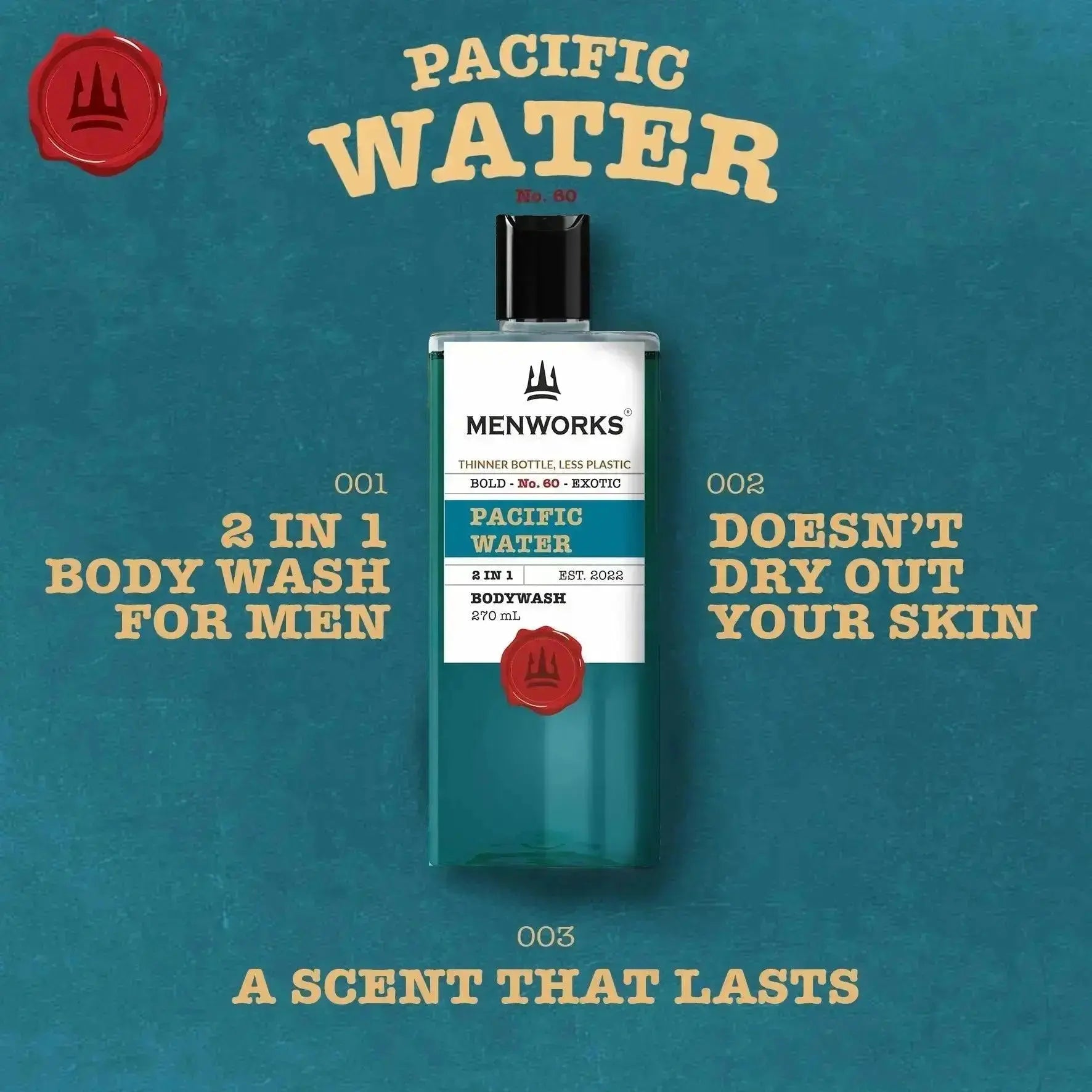 Menworks® Gift Box Pacific Water Combo (Body wash 270 ml+ Perfume 100 ml) (Copy) Menworks