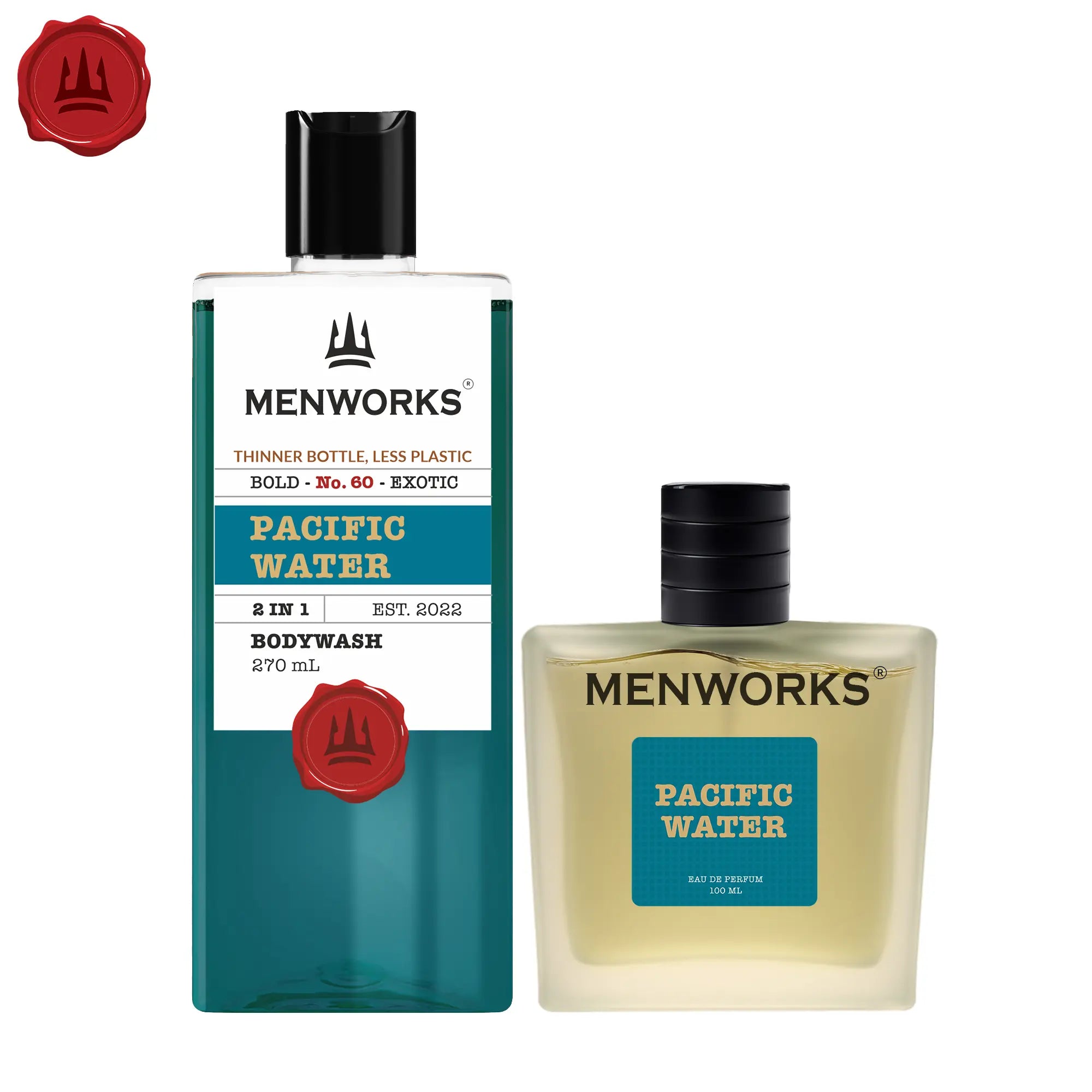 Menworks® Pacific Water Combo (Body wash 270 ml+ Perfume 100 ml) Menworks