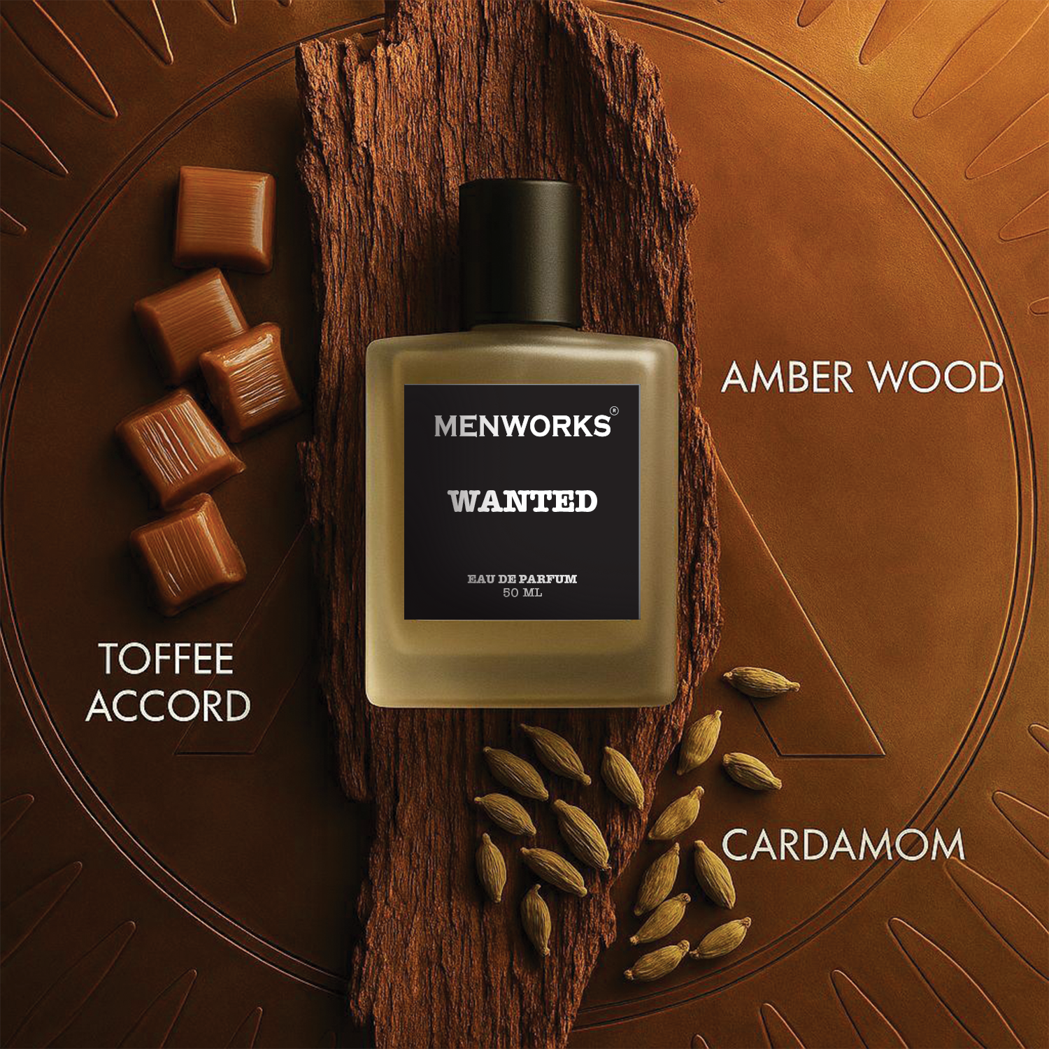 Menworks Wanted Perfume – Sweet Intense Night Scent for Men, Long Lasting Eau de Parfum 25% with ingridents and notes
